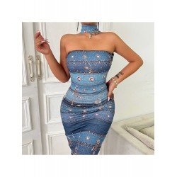 Sexy Halter Backless Printing Women's Sleeveless Dress  Sexy Halter Backless Printing Women's Sleeveless Dress