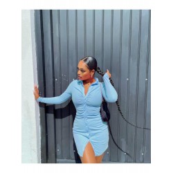 Ruched Solid Long Sleeve Mini Dress Ruched Solid Long Sleeve Mini Dress