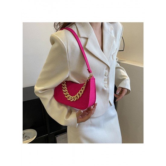  2024 New PU Pure Color Causal Underarm Bag