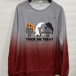 Halloween Skull Pumpkin Graphic Gradient Color Sweatshirts