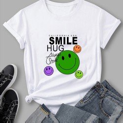 Smile Face Emoji Graphics T Shirts For Women