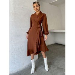 Fall Ruffle Tie Wrap Long Sleeve Dresses Fall Ruffle Tie Wrap Long Sleeve Dresses