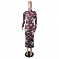 Sexy See-through Mesh Printing Women's Dress  Sexy See-through Mesh Printing Women's Dress