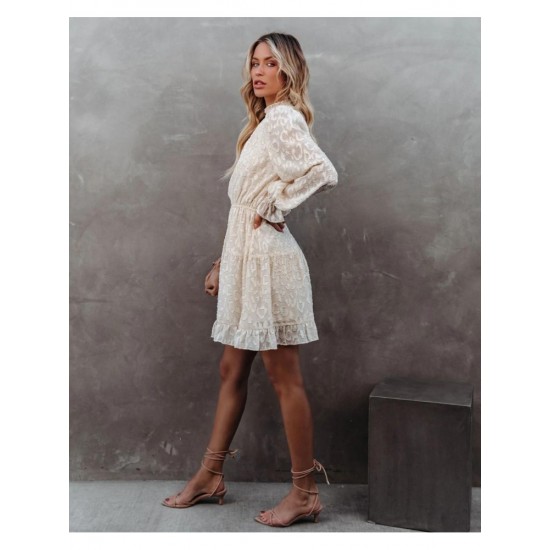  2024 Jacquard Ruffle Women's Long Sleeve Dress