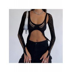 Seductive See Through Black 2 Piece Top Sets Seductive See Through Black 2 Piece Top Sets
