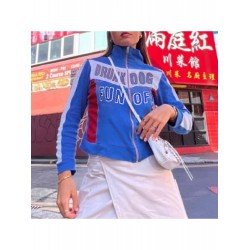 Sports Blue Contrast Color Ladies Fall Coats Sports Blue Contrast Color Ladies Fall Coats