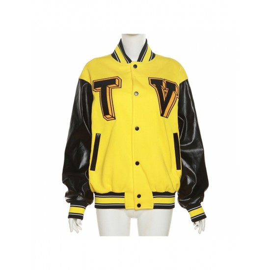  2024 Fashion Contrast Color Letter Printing Jacket