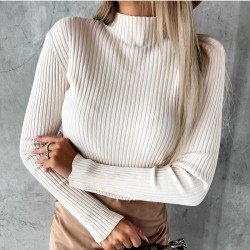  2024 Knitting Pure Color Women's Knitted Top