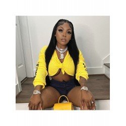 Letter Printed V Neck Cropped Tops Letter Printed V Neck Cropped Tops