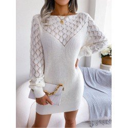 Casual White Long Sleeve Sweater Dresses Casual White Long Sleeve Sweater Dresses