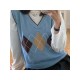  2024 American Preppy Rhombus V-Neck Knit Vest