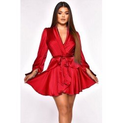 Patchwork Long Sleeve V Neck Mini Dress Patchwork Long Sleeve V Neck Mini Dress