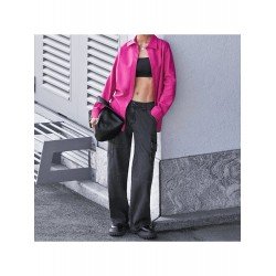 Ladies Solid Turndown Collar PU Leather Coats Ladies Solid Turndown Collar PU Leather Coats