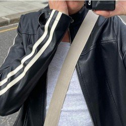 Black Leather Stand Collar Women Jacket Coats