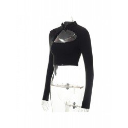 Sexy Cut Out Long Sleeve White Cropped Tops Sexy Cut Out Long Sleeve White Cropped Tops