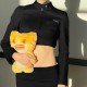  2024 Pure Color Zipper Crop T-shirt
