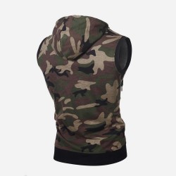 Casual Slim Sleeveless Hooded Camouflage Men's Top  Casual Slim Sleeveless Hooded Camouflage Men's Top