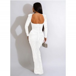  Sexy Hot Drilling Backless Ladies Long Party Dress