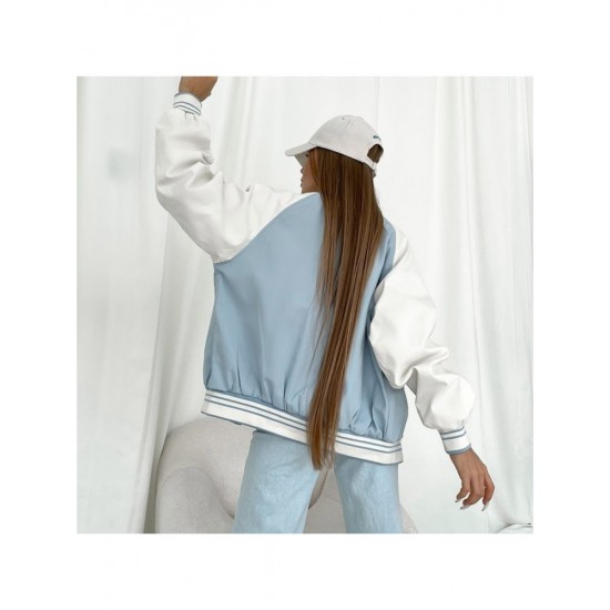  2024 Casual Contrast Color Women's Baseball Jacket