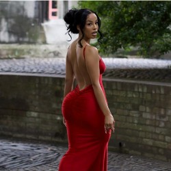 Sexy V Neck Backless Slim Sleeveless Dress