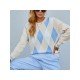  2024 Round Neck Rhombus Lattice Knitwear Sweater