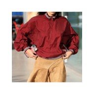 Street Loose Red Ladies Tops