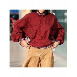 Street Loose Red Ladies Tops Street Loose Red Ladies Tops