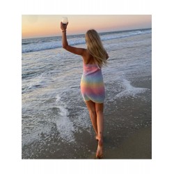 2024 Summer Rainbow Backless Halter Sleeveless Dress  2024 Summer Rainbow Backless Halter Sleeveless Dress