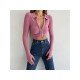  2024 Pure Color Long Sleeve Crop Top