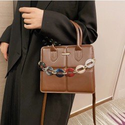  2024 PU Pure Color Chain Shoulder Bags