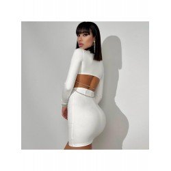 Sexy Cut Out White Mock Neck Bodycon Mini Dress Sexy Cut Out White Mock Neck Bodycon Mini Dress
