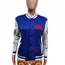 Stylish Embroidery Contrast Color Baseball Jackets