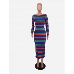 Striped Fashion Striped Long Sleeve Maxi Dress Striped Fashion Striped Long Sleeve Maxi Dress