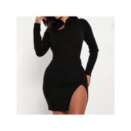  2024 Pure Color Split Hem Hip Dress