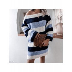 Loose Striped Sweater Long Sleeve Dress Loose Striped Sweater Long Sleeve Dress