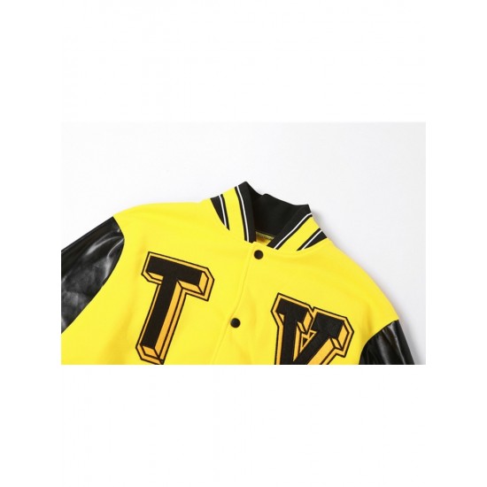  2024 Fashion Contrast Color Letter Printing Jacket