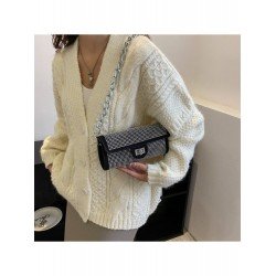Hot Drilling Chain Twist Lock Black Shoulder Bags  Hot Drilling Chain Twist Lock Black Shoulder Bags