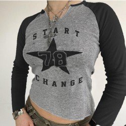 Casual Printed Raglan Sleeve Ladies Tops