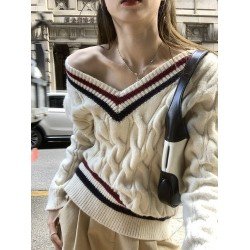 Trendy V Neck Pullover Sweaters For Ladies Trendy V Neck Pullover Sweaters For Ladies