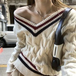 Trendy V Neck Pullover Sweaters For Ladies