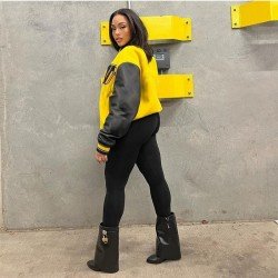  Autumn Contrast Color Letter Women's Baseball Jacket