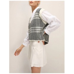 Early Autumn Women's Fake Two Plaid Knitwear  Early Autumn Women's Fake Two Plaid Knitwear