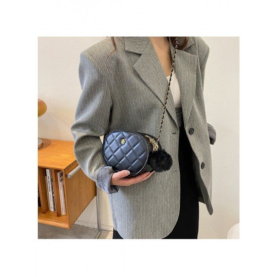  2024 Rhombus Lattice PU Pure Color Shoulder Bags