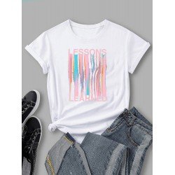 Women New Fashion Letter Printed Top Tee Shirts Women New Fashion Letter Printed Top Tee Shirts