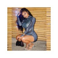  2024 Skinny Gauze Printing Slim Hip Dress