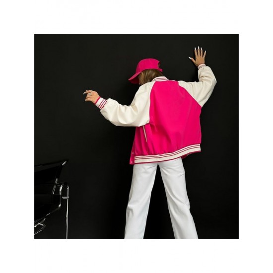  2024 Casual Contrast Color Women's Baseball Jacket