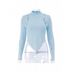 Mock Neck Cut Out Long Sleeve Tops Mock Neck Cut Out Long Sleeve Tops
