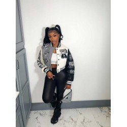 Color Blocking Pattern Women Street Baseball Coats Color Blocking Pattern Women Street Baseball Coats