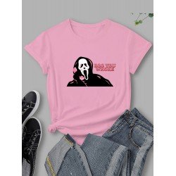 Funny Skull Graphic Crew Neck Ladies T Shirts Funny Skull Graphic Crew Neck Ladies T Shirts