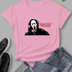 Funny Skull Graphic Crew Neck Ladies T Shirts
